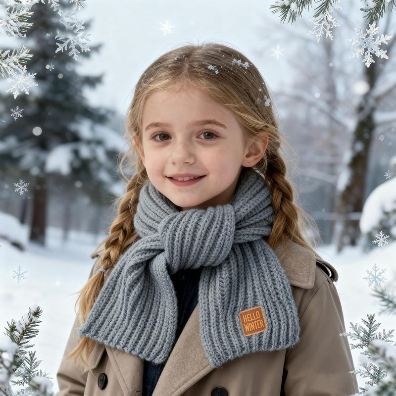 Hello Winter Kids Scarf Winter Neck Warmer Toddler Neck Scarf Girls Thick Scarves Boys Warm Neck Warp 2-12 Years - Image 4